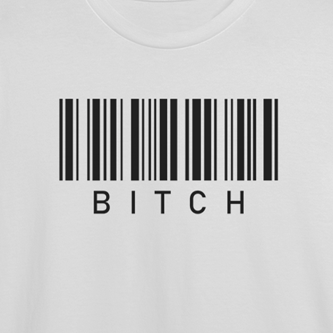 Bitch Barcode Graphic Unisex White T-shirt
