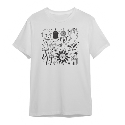 Botanical Witch Graphic Unisex White T-shirt