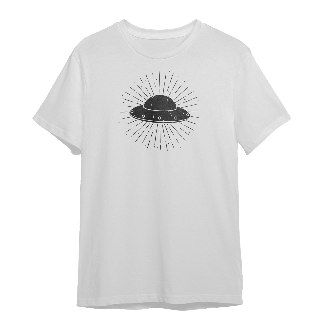 Spaceship Graphic Unisex White T-shirt