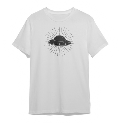 Spaceship Graphic Unisex White T-shirt